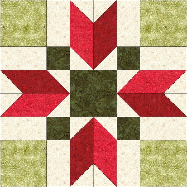 Digital PDF Quilt Pattern|Christmas Star 2|Modern Patchwork|Quilt Block Pattern