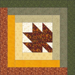 Digitales PDF|Ahornblatt Blockhaus Quilt Block Blockmuster|Modern Patchwork|377