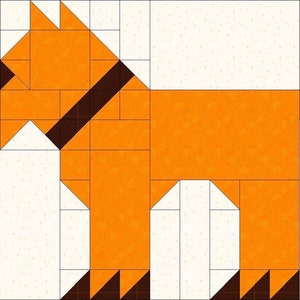 Digital PDF Quilt Block Pattern|The Dog Quilt Block Pattern|Modern Patchwork|Instant Download