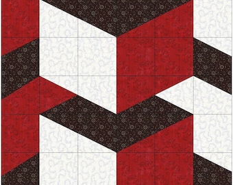 Digital PDF Quilt Block Pattern|3D Design Quilt Block Pattern (2)|3D Illusion|Modern Patchwork|  Instant Download