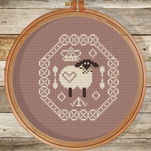 Sheep - Cross Stitch Pattern - PDF Chart, Mini Quaker Sampler, Cross,Primitive cross stitch pattern, Instant Download, nursery decoration