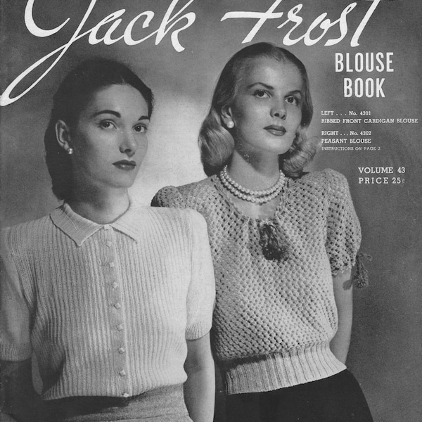 Vintage 1940s Knitting Pattern Book | Jack Frost, Sweaters & Cardigans (PDF)