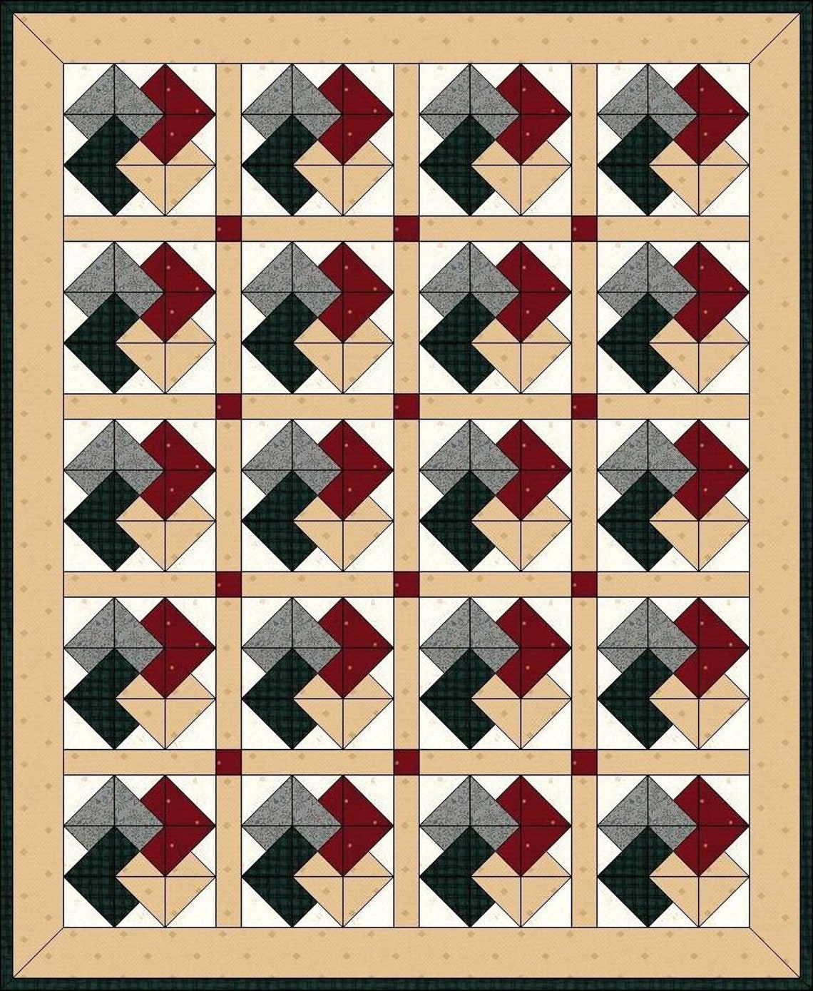 Trick Pattern Digital Pdf|card Trick Quilt Block Pattern|traditional Quilt Block ...