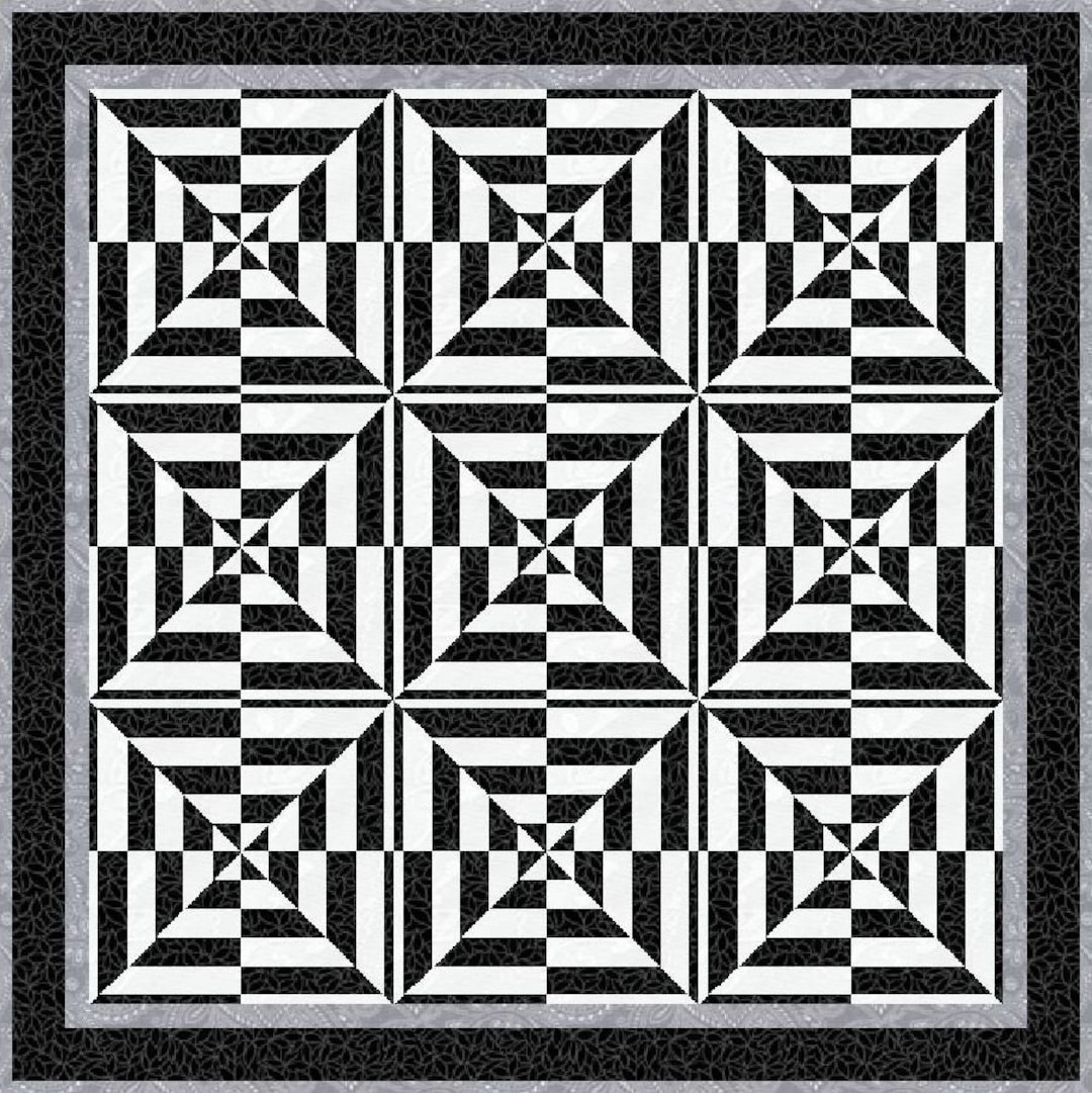 Digital PDF Quilt Block Pattern|optical Illusion (4) Quilt Block ...