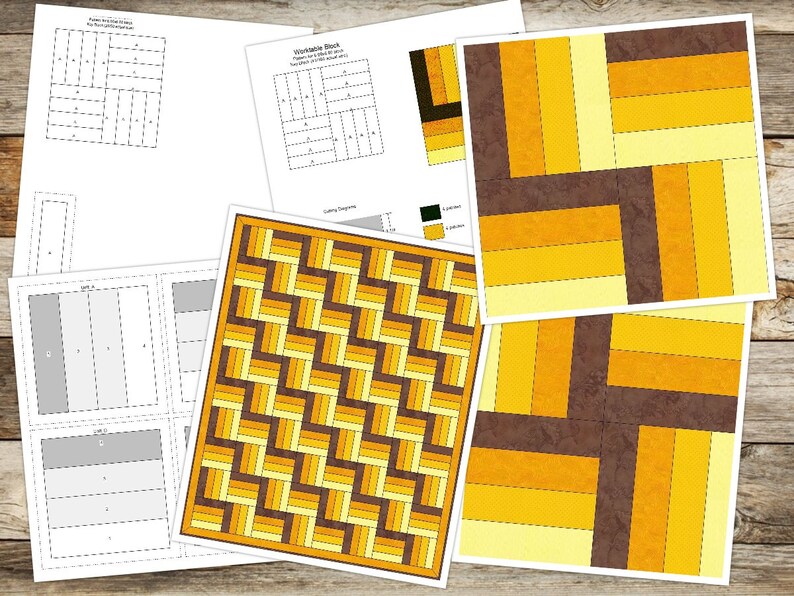Digital PDF Quilt Block Pattern|rail Fence Quilt Block (four Colors ...