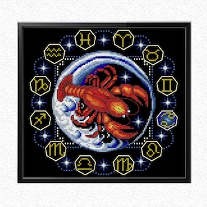 Cancer Astrology Signs, Cross-Stitch Pattern, Constellation, Star Signs, Cancer Zodiac, Cross Stitch Pattern, Modern Zodiac,PDF