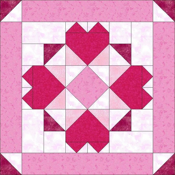 Digital PDF Quilt Block Pattern|Hearts of Spring Quilt Block Pattern|Modern Patchwork|Instant Download