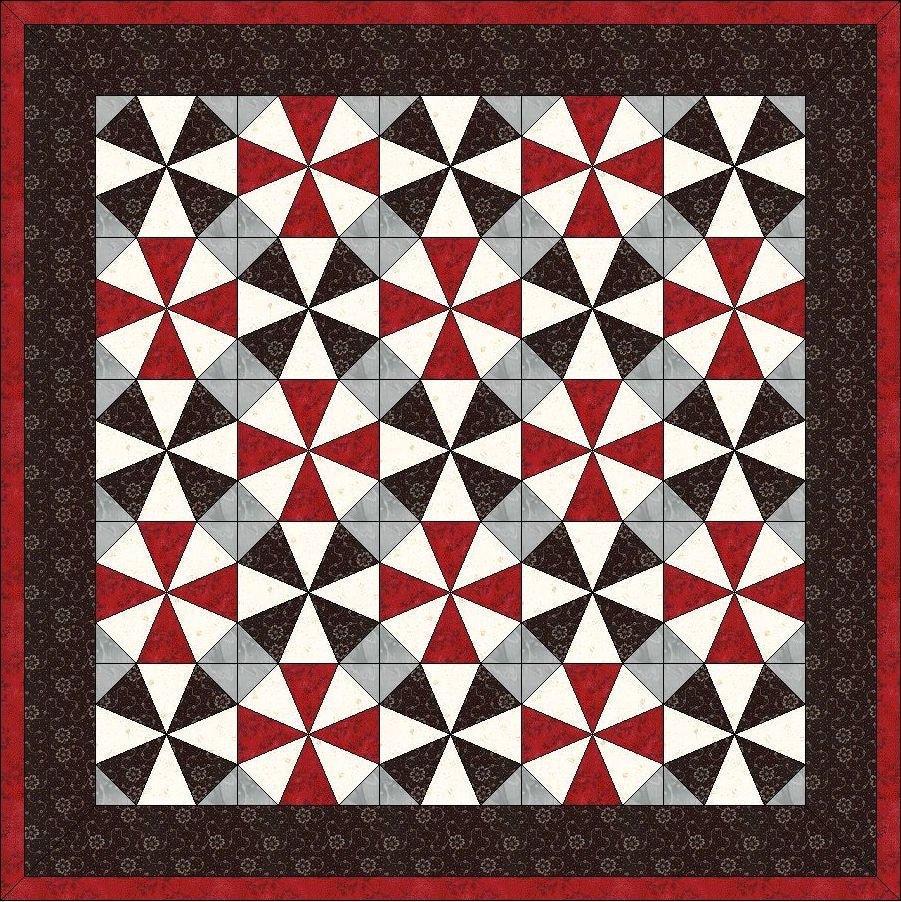 カラフルな円形パターンのキルト デジタルPDFキルトブロックパターン｜万華鏡キルトブロック