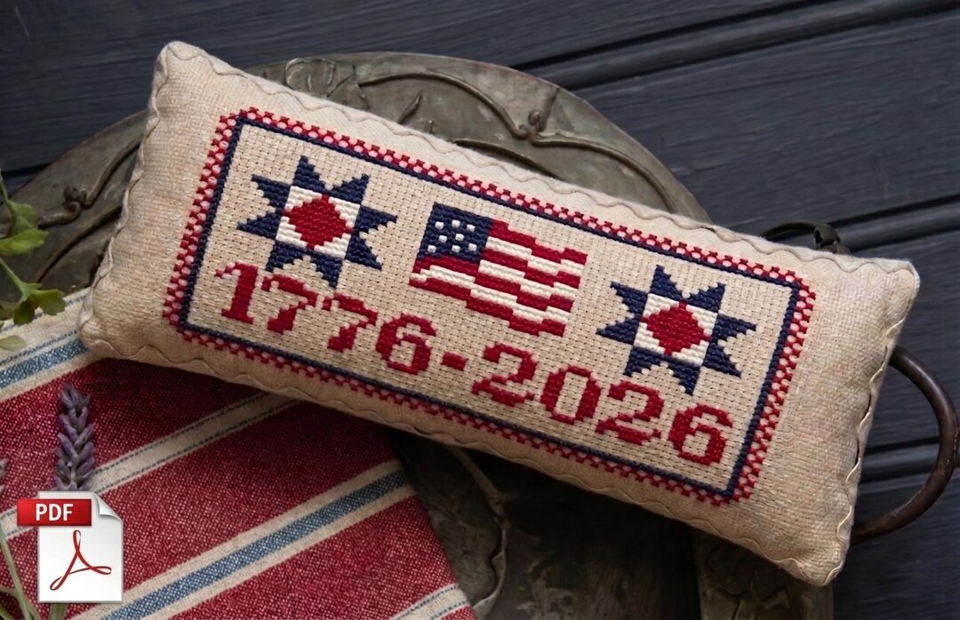 American Flag Cross Stitch Pattern PDF, USA 1776-2026 Bowl Filler ...