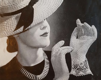1940's Vintage Crochet and Knitted Lace Gloves PDF Digital download