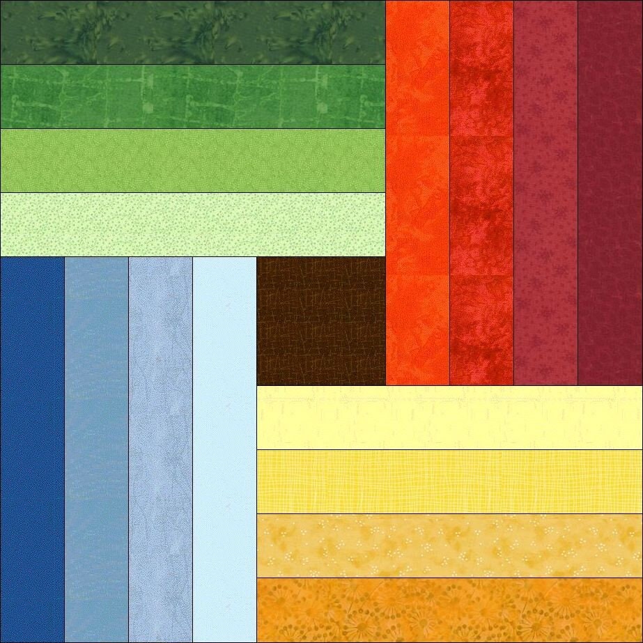 Digital PDF Quilt Block Pattern|rainbow Rail Fence Quilt Block Pattern ...