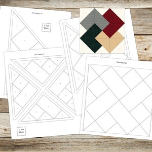 Modelli Foundation Paper Piecing (FPP)/Modello di blocco trapunta Card Trick 2/3 dimensioni di blocco finito: 6, 8, 10"/PDF digitale/Download immediato