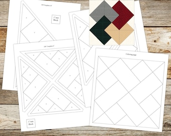 Modèles de Foundation Paper Piecing (FPP)|Modèle de bloc de courtepointe pour tours de cartes |3 tailles de blocs finis : 6,8,10"|PDF numérique|Téléchargement instantané