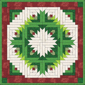 Digital PDF|Log Cabin Christmas Wreath Quilt Block Pattern|Pineapple Log Cabin|Modern Patchwork|Instant Download