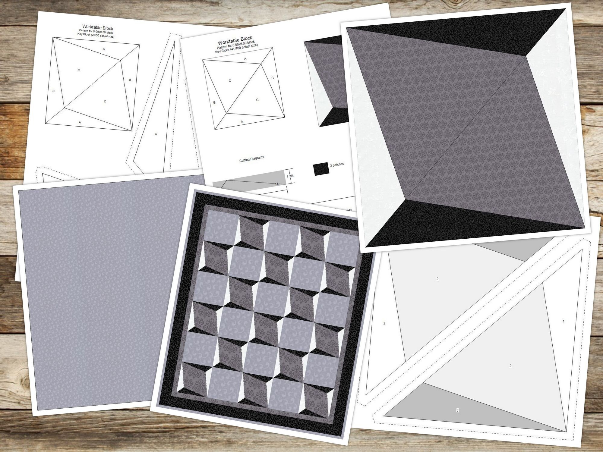 Digital PDF Quilt Block Pattern|3d Illusion (4) Quilt Block Pattern ...