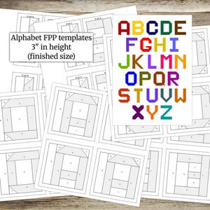 Foundation Paper Piecing (FPP) Templates, Alphabet (2) Quilt Block Pattern, Finished Size is 3" in Height, Digital PDF, Instant Download