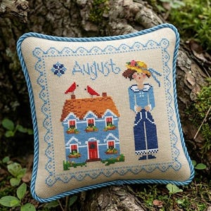 Quirky Calendar Girls August Calendar Girls Cross Stitch Pattern, House Sampler (PDF) image 1