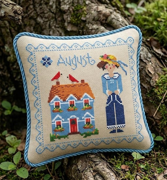 Quirky Calendar Girls August Calendar Girls Cross Stitch Pattern, House Sampler (PDF)