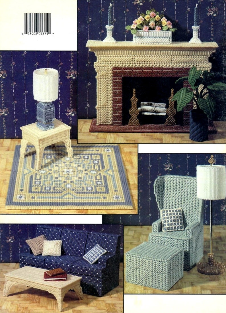 Vintage Plastic Canvas Pattern Bookthe Living Room in Plastic Etsy