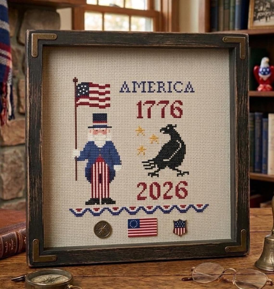 America 1776-2026 Cross Stitch Pattern, USA 250th Anniversary Sampler ...