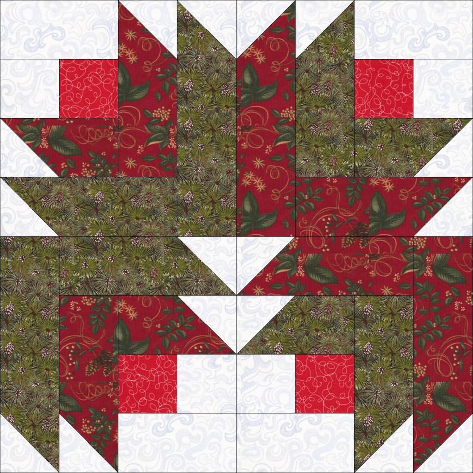 Digital Pdfchristmas Rose Wreath Quilt Block Patternmodern - Etsy
