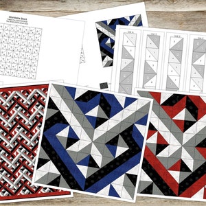 Digital PDF Quilt PatternQuilt Interwoven DesignModern PatchworkQuilt Block Pattern image 5