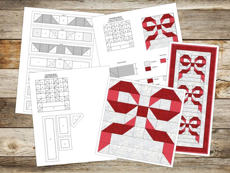 Digital PDF | Mönster för bandrosettquiltblock | Modern lapptäcke | Direktnedladdning bild 3
