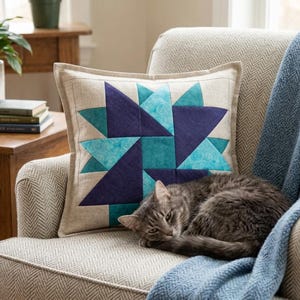Digital PDF Quilt Block Pattern|Double Aster Quilt Block Pattern|Modern Patchwork|Instant Download image 3