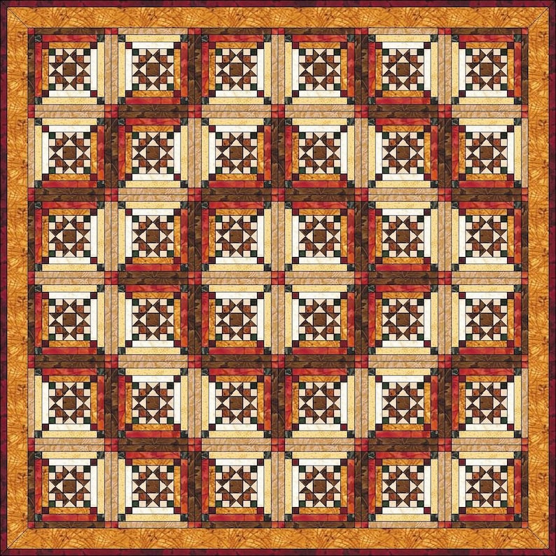 Digital Pdf|log Cabin Double Star Quilt Block Pattern|modern Patchwork ...