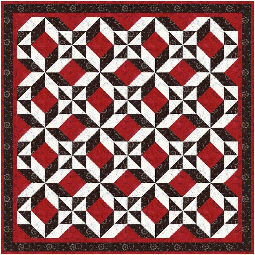 Quilt Pattern Simulating Blocks Digital PDF Quilt Block Pattern|3d Design Quilt Block Pattern (4)|3D ...