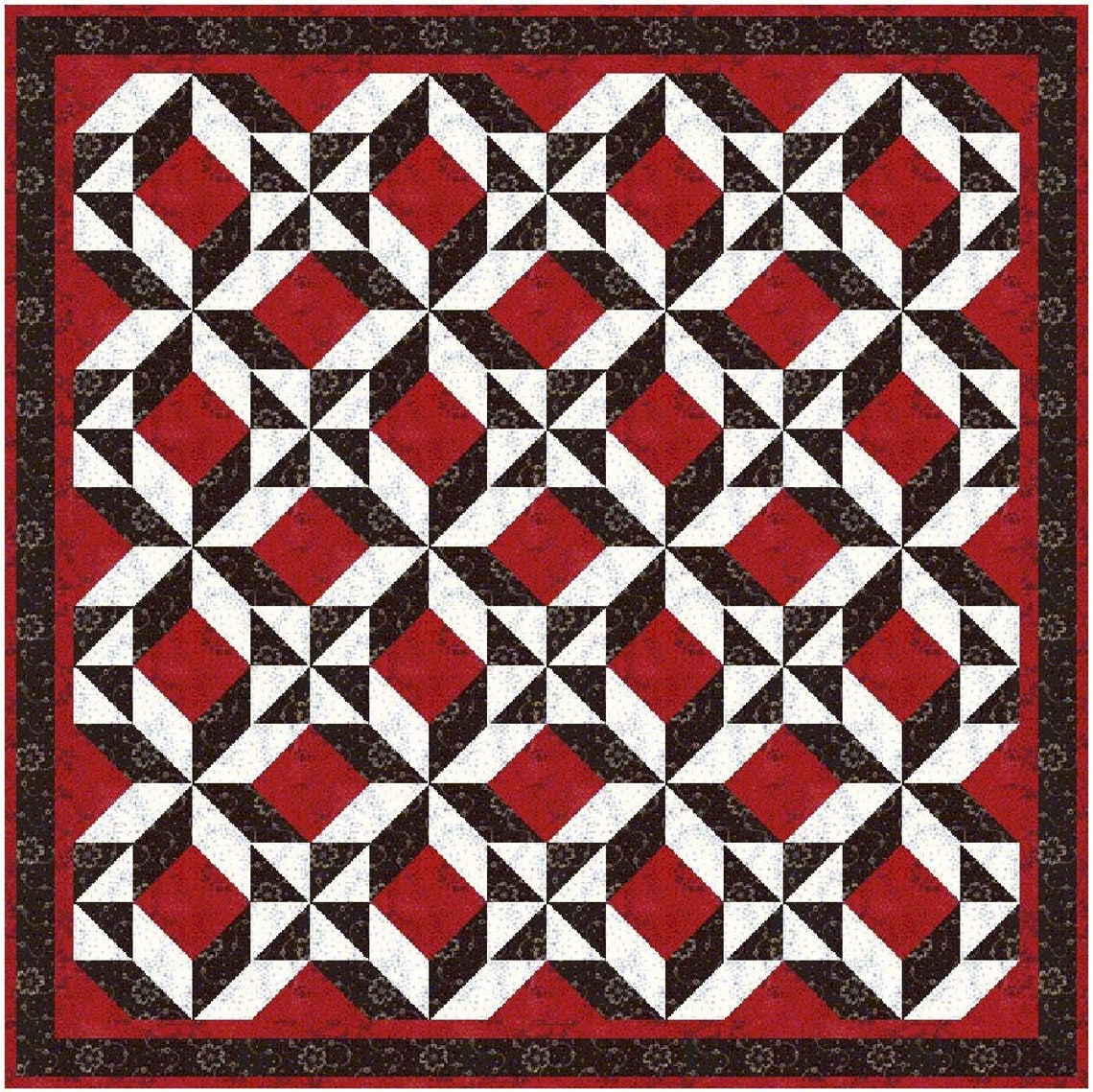 Digital PDF Quilt Block Pattern|3d Design Quilt Block Pattern (4)|3D ...