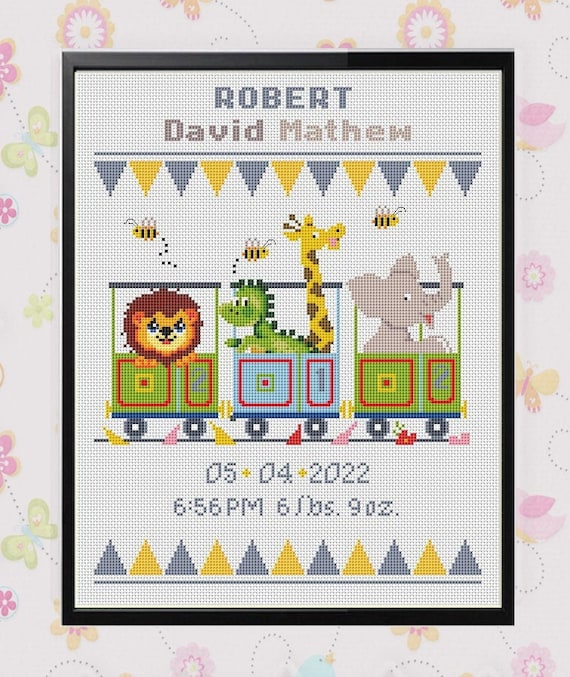 Cross Stitch Baby Birth Sampler Birth Announcement boy Girl Nursery Decor chartmodern Alphabet Cross Stitch Pattern PDF Instant Download Etsy