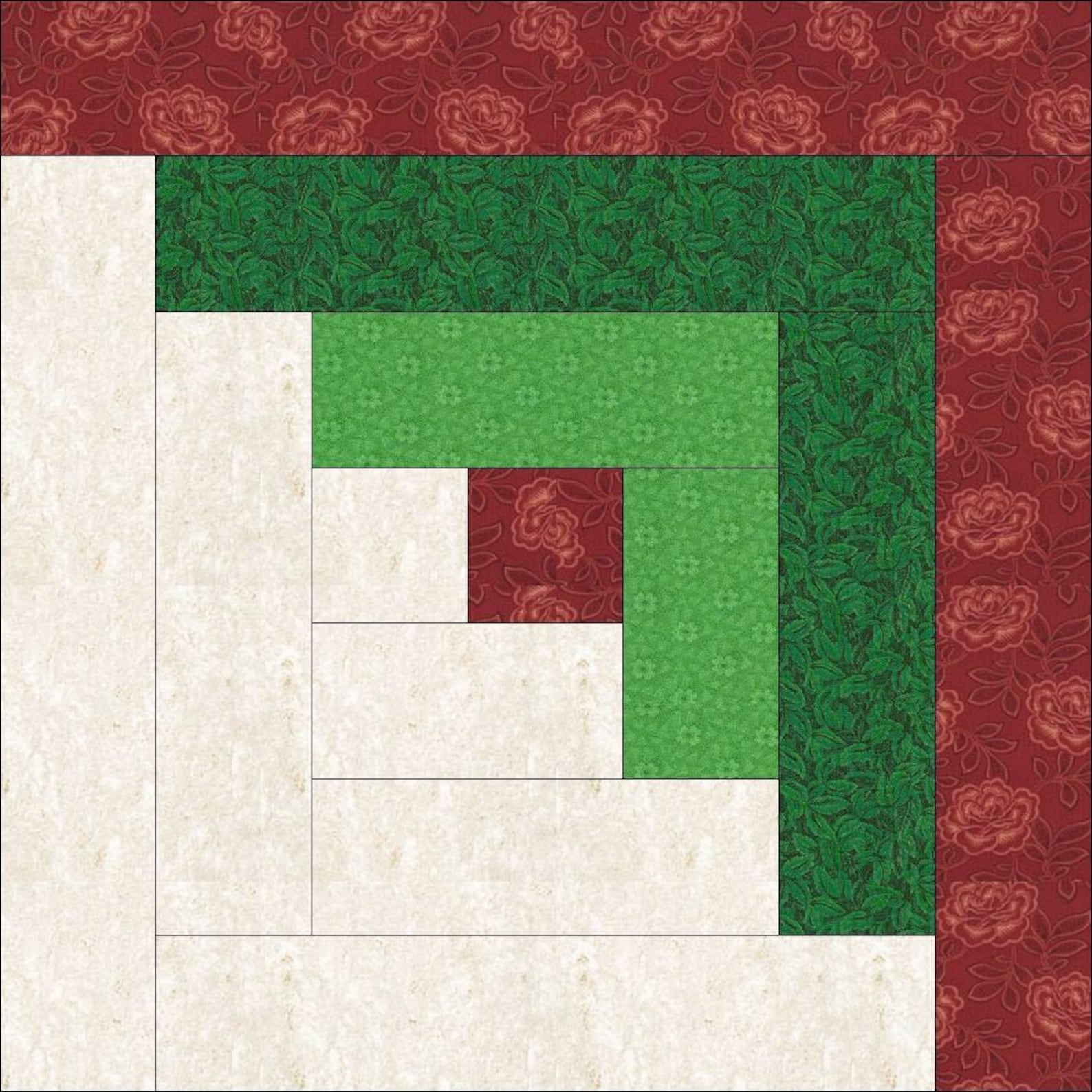 Digital Pdflog Cabin Christmas Wreath Quilt Block Etsy