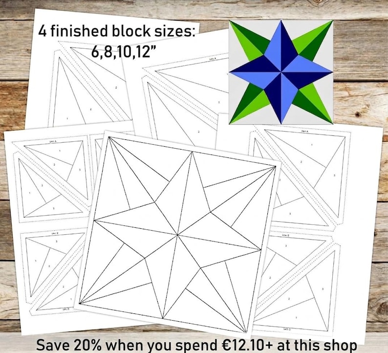 Foundation Paper Piecing (FPP) Templates|blazing Star Quilt Block ...