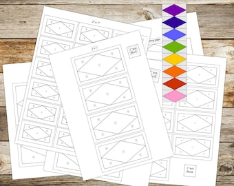 Foundation Paper Piecing (FPP) Templates, Diamond Border Quilt Block Pattern, 9 finished block sizes, Digital PDF, Instant Download
