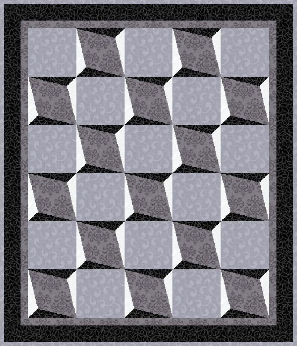 Quilt Pattern Simulating Blocks Digital PDF Quilt Block Pattern|3d Illusion (4) Quilt Block Pattern ...