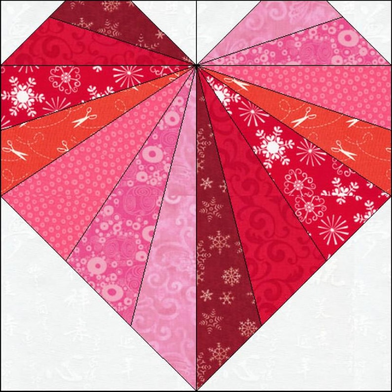 Heart FPP Quilt Block Pattern | Foundation Paper Piecing Template | 5 ...