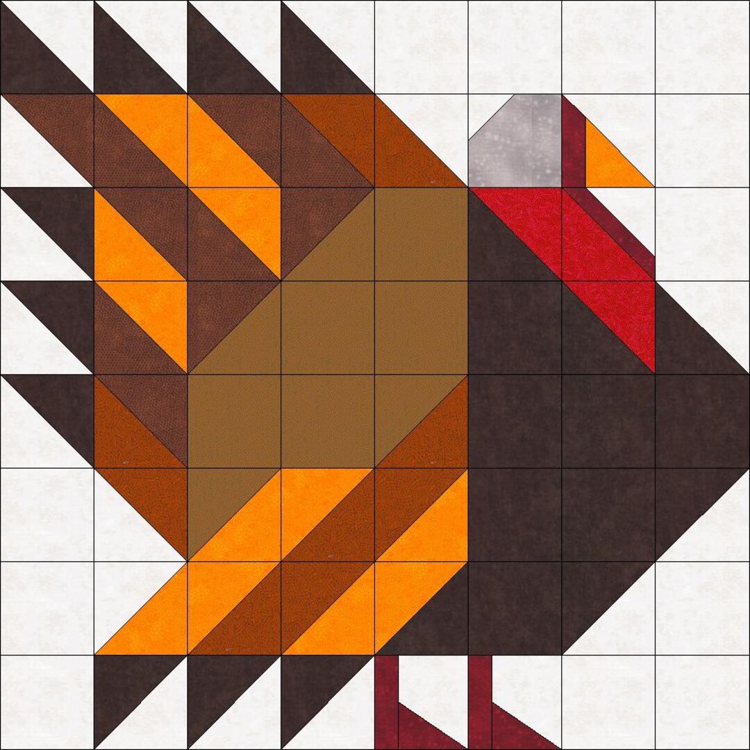 Turkey Quilt Block Pattern, 5 Sizes 8