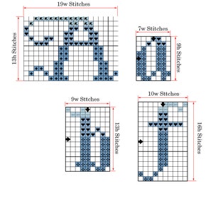 Modèle de point de croix alphabet et nombresFantaisie cursiveTableau de polices de caractères moderne au point de croixLettres au point de croix avec lettrage à la mainPDFTéléchargement instantané image 4