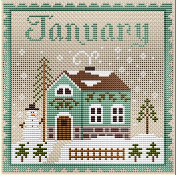 January Cross Stitch PatternJanuary Monthly Sampler Calendar | Etsy