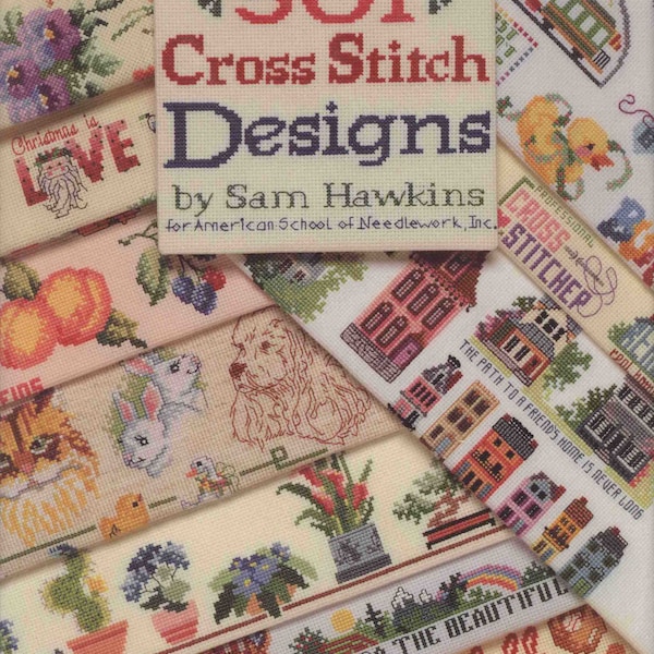 Vintage Cross-Stitch pattern Book|501 Cross Stitch Designs by Sam Hawkins 1993|Instant Download (PDF)