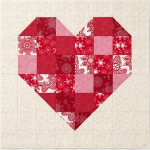 Digital PDF Quilt Block Pattern|Scrappy Heart 1|Modern Patchwork|Instant Download