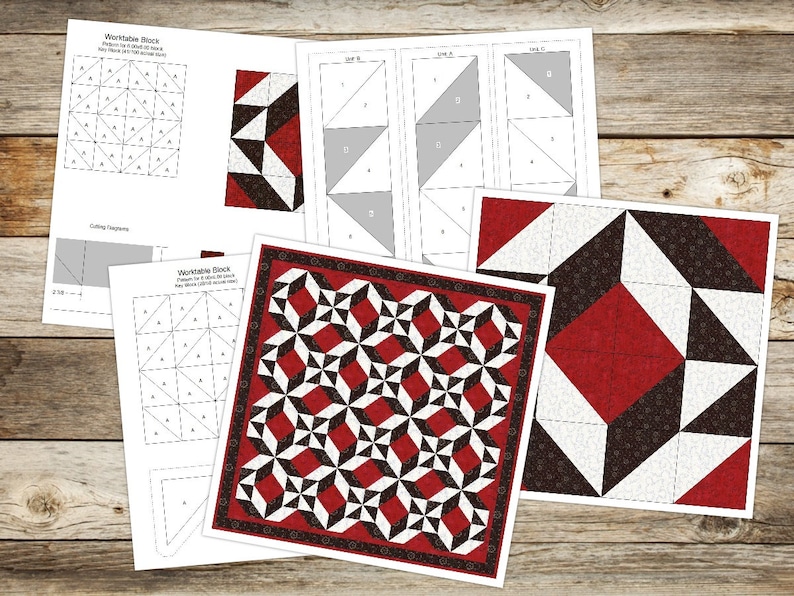 Digital PDF Quilt Block Pattern|3d Design Quilt Block Pattern (4)|3D ...