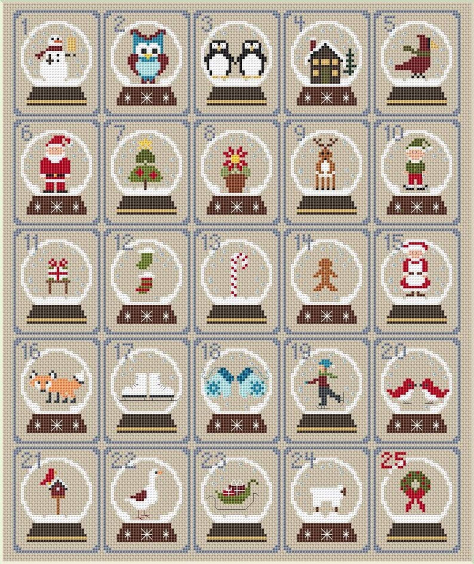 Advent Calendar Cross Stitch Pattern December Advent Etsy