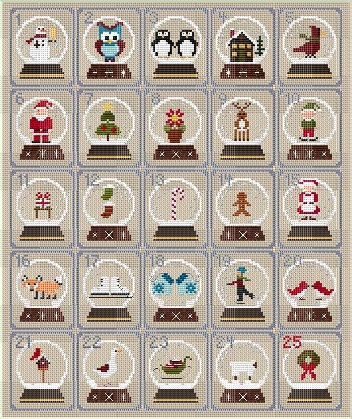 Christmas Calendar Cross Stitch Pattern - Stitched Modern