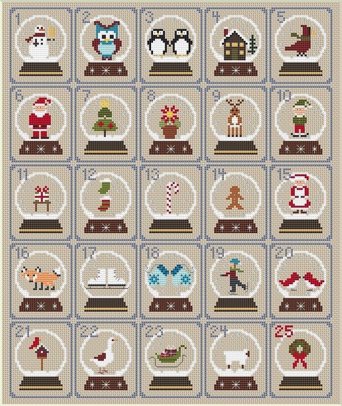 Advent Calendar Cross Stitch Pattern December Advent Etsy