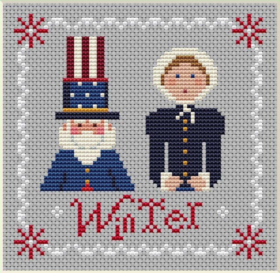 Patriotic,cross Stitch Pattern Season Winter Cross Stitch Pattern