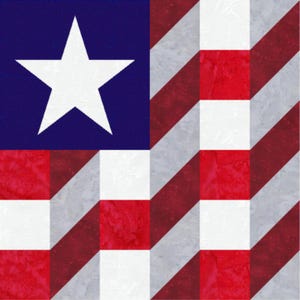 Digital PDF Quilt Block Pattern, American Flag (2) Quilt Pattern, Patriotic Quilt Pattern, Modern Patchwork, Instant Download