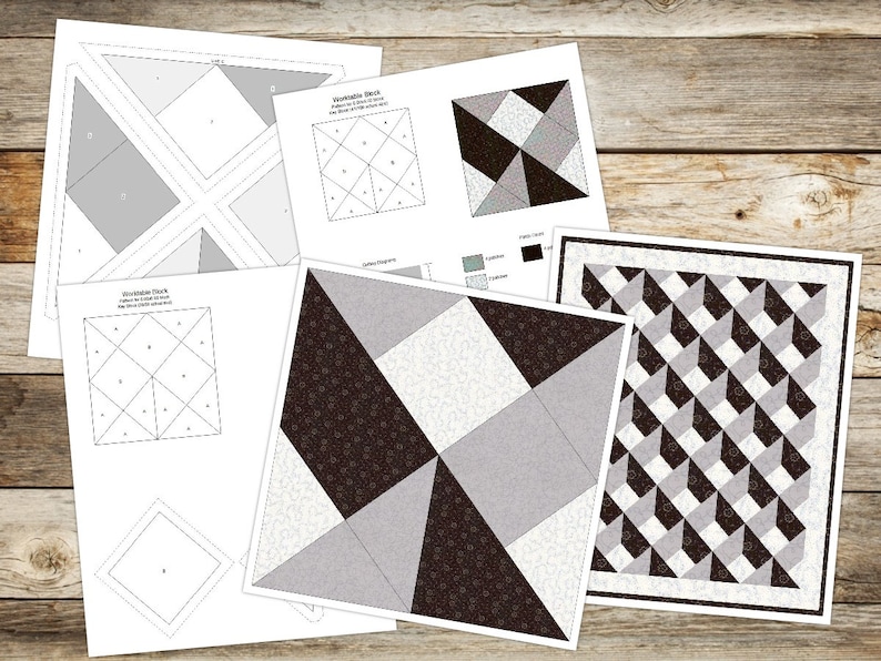 Digital PDF Quilt Block Patternblack and Grey Grids Quilt Etsy