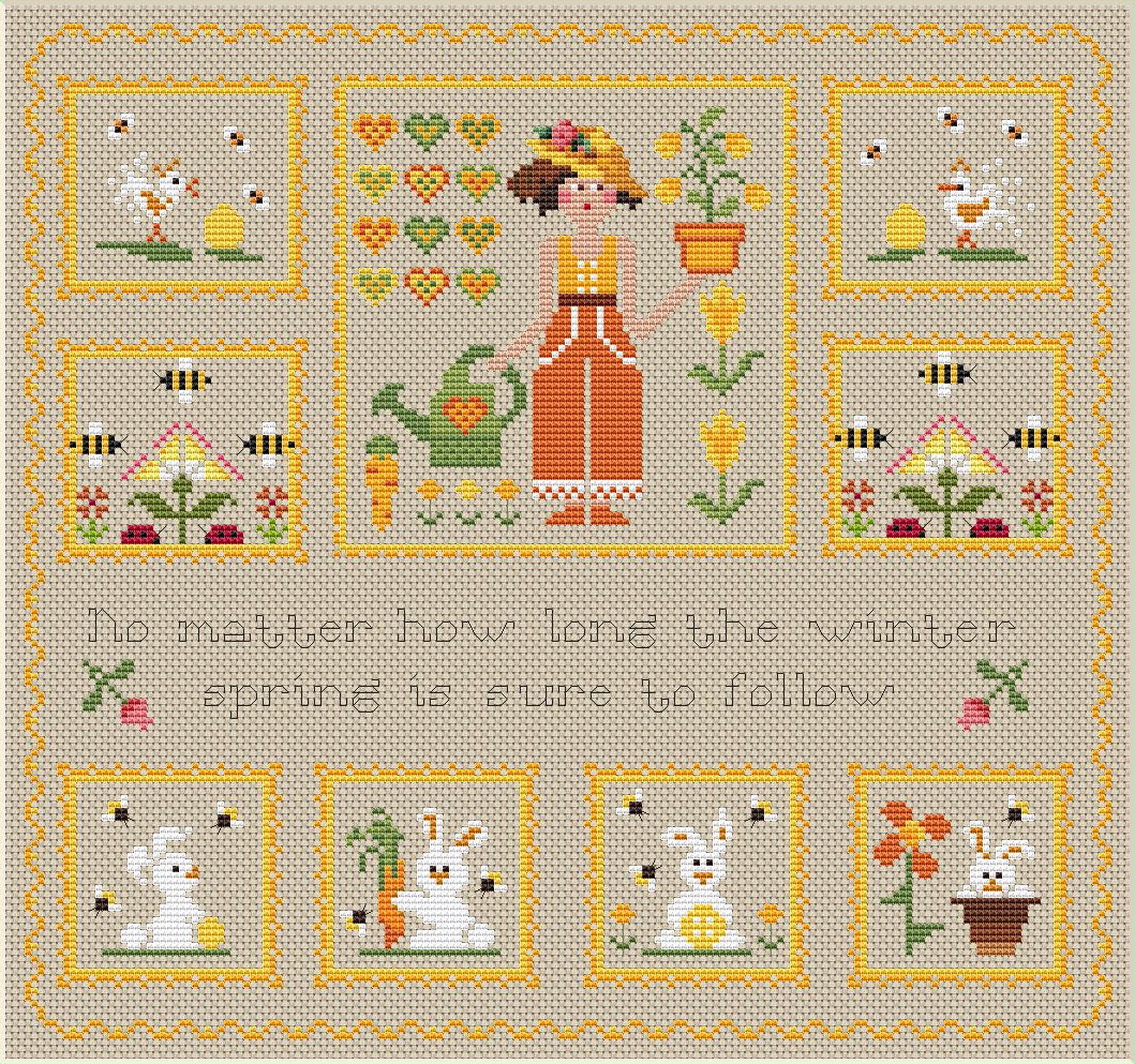 Spring Cross Stitch Pattern,primitive Cross Stitch Pattern, Month of ...